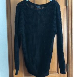 Black Waffle Knit Sweater NWOT
